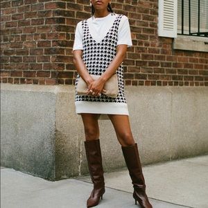 NWT A&F Sweater Vest Mini Dress - Houndstooth - Petite XS